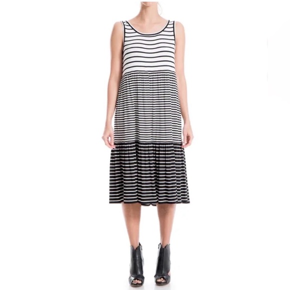 Max Studio Dresses & Skirts - Max Studio Women's Sleeveless Midi Empire Jersey Dress - black/white stripes - S